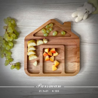 ظرف چوبی کودک طرح خانه